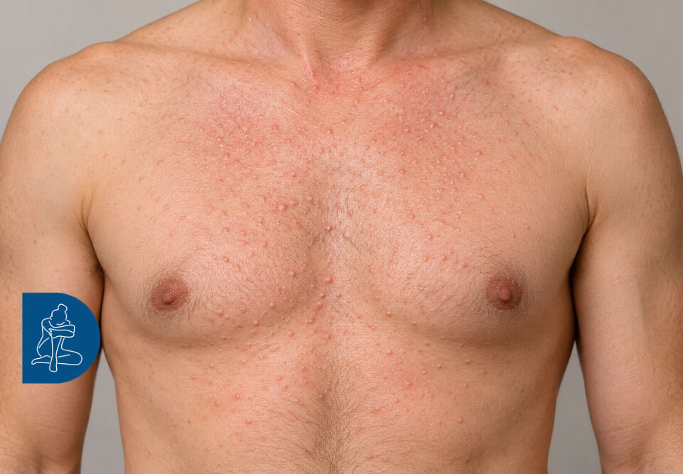 vescicole rosse di sudamina su tronco uomo - dermaclub